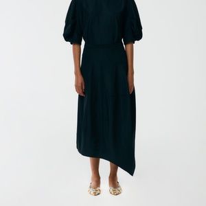 Tibi black italian sporty nylon balloon skirt size 0 PETITE